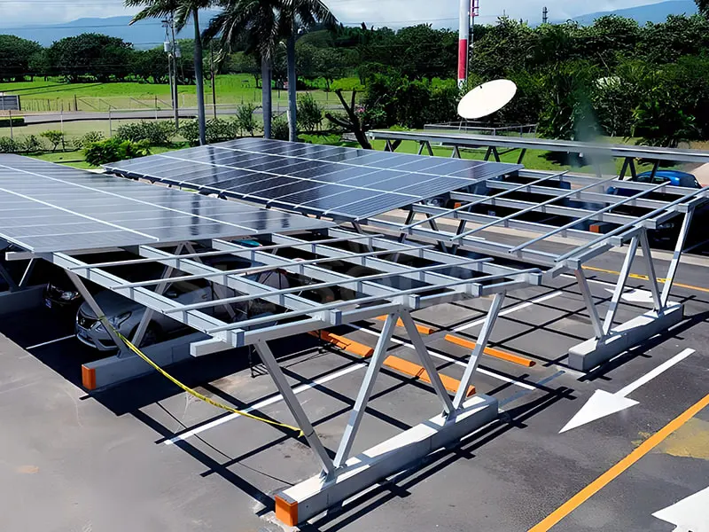 80KW teljes alumínium autóbeálló napelemes rendszer az Egyesült Államokban